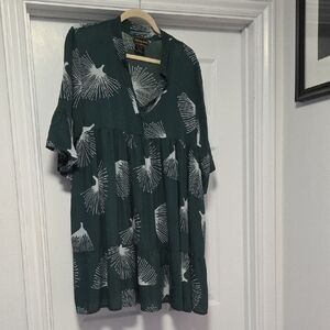 Green Patterned Women's Baby Doll Dress